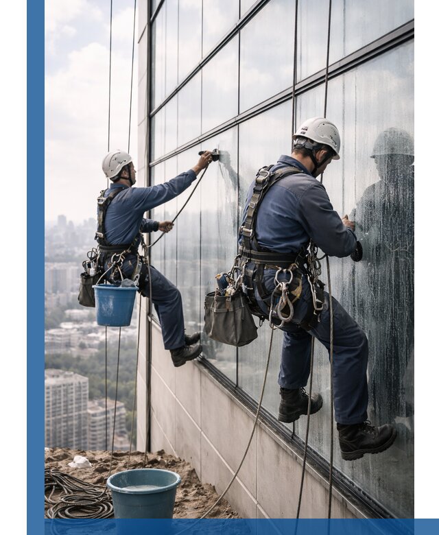 Профессиональная мойка фасадных окон альпинистами в Раменском