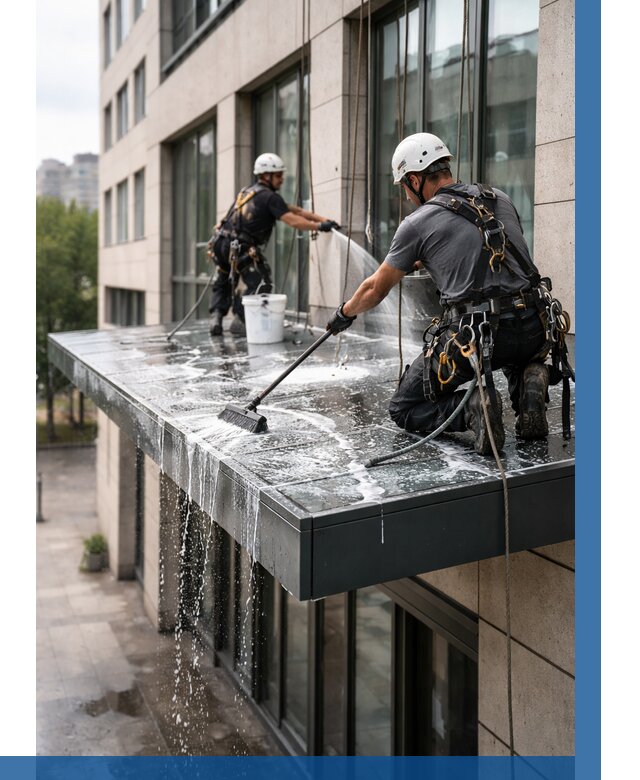 Мойка козырьков и навесов в Раменском от 3549 р. | ВЫСОТНИК-Рмн