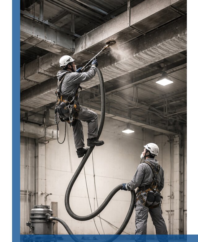 Обеспыливание потолочных конструкций в Раменском промышленным альпинизмом