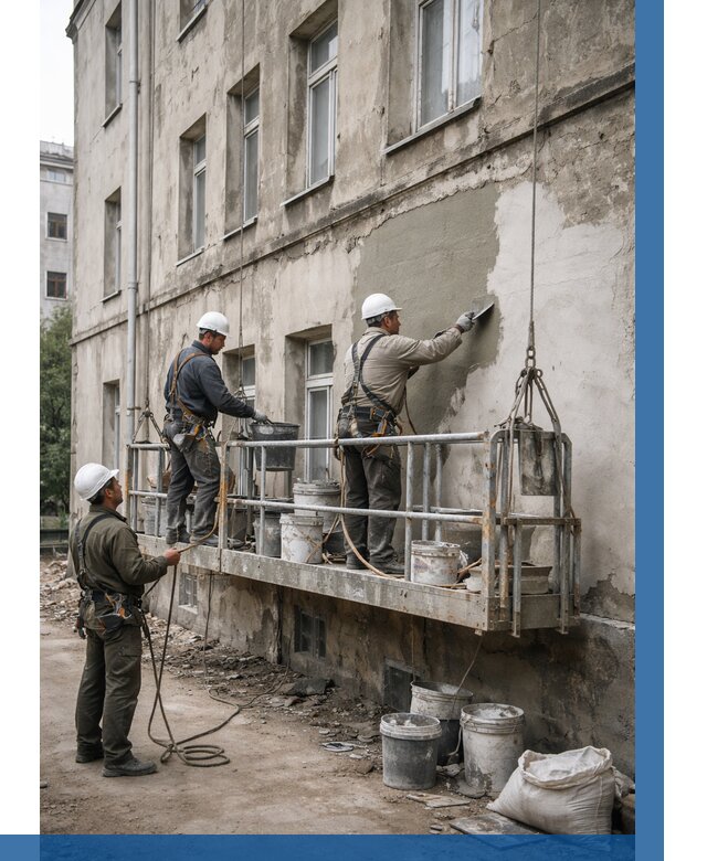 Капитальный ремонт фасада в Раменском от 4258 р. | ВЫСОТНИК-Рмн