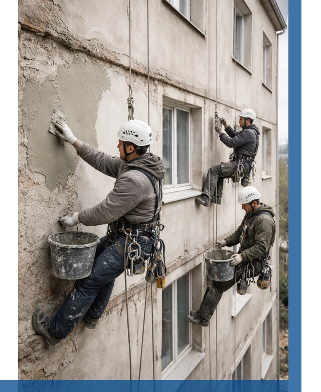 Ремонт штукатурного фасада в Раменском от 760 р. под ключ | ВЫСОТНИК-Рмн