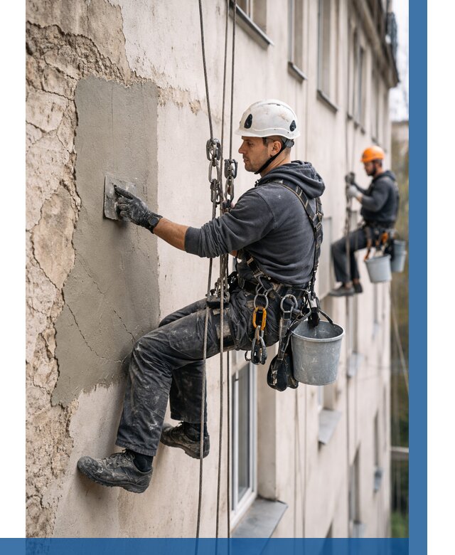 Восстановление штукатурки фасада в Раменском от 1217 р. | ВЫСОТНИК-Рмн