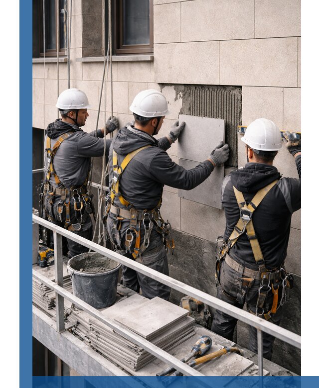 Ремонт облицовки фасада плиткой в Раменском с гарантией