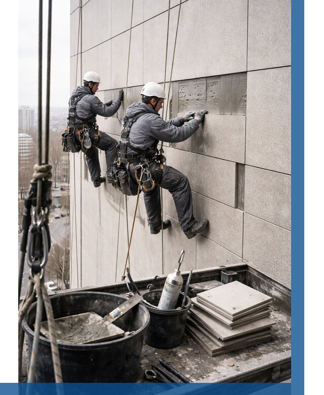 Ремонт фасада из керамогранита в Раменском от 2535 р. | ВЫСОТНИК-Рмн