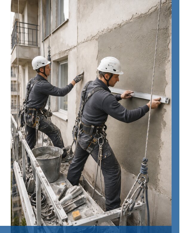 Штукатурка фасада на высоте в Раменском от 913 р. | ВЫСОТНИК-Рмн