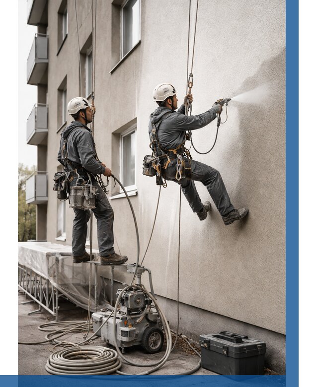 Безвоздушная покраска фасада в Раменском от 223 р/м² | ВЫСОТНИК-Рмн