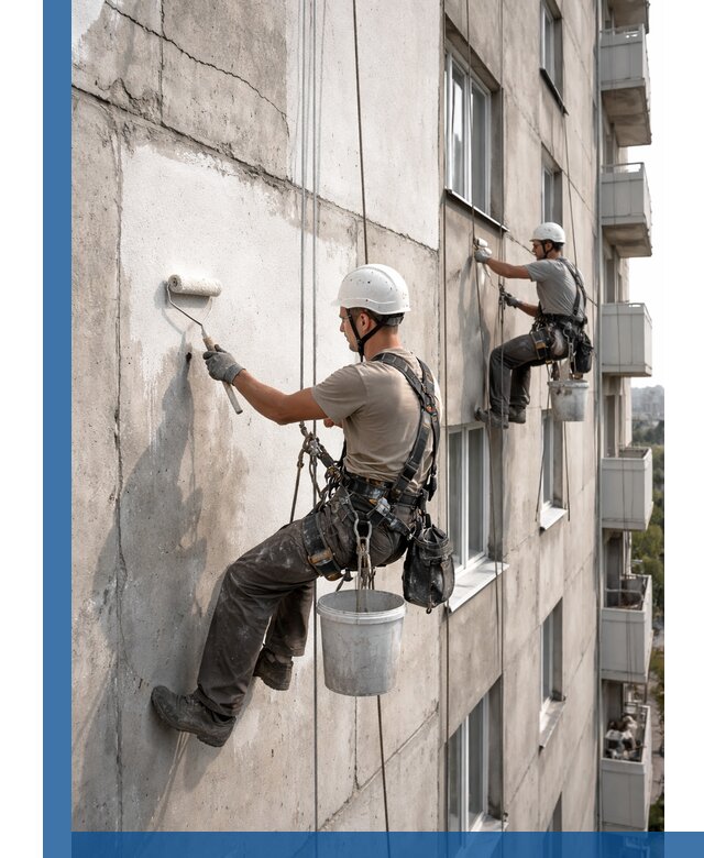 Покраска бетонного фасада в Раменском для жилых и промышленных объектов