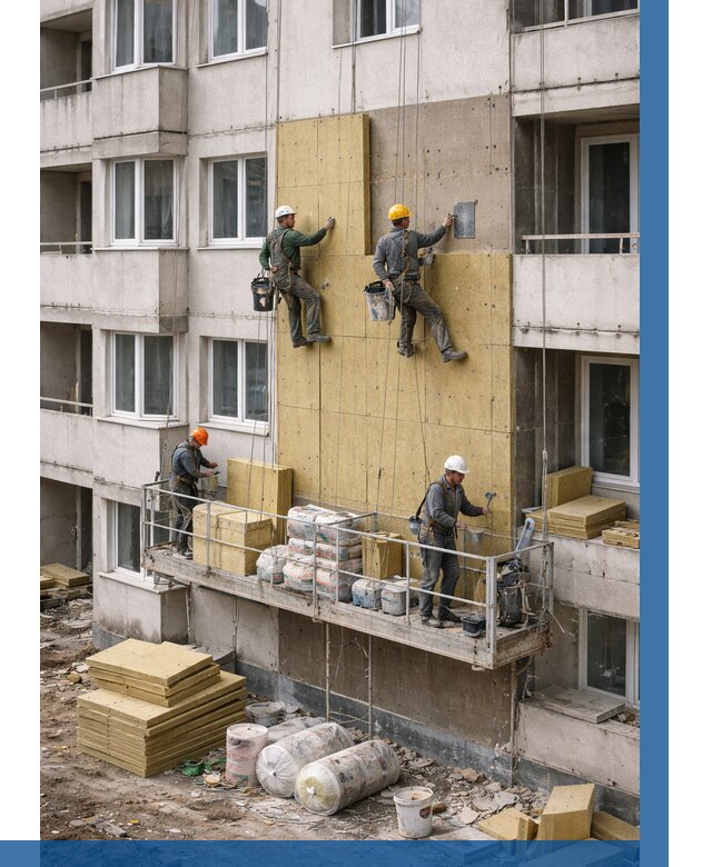 Утепление фасада минватой в Раменском от 1521 р. | ВЫСОТНИК-Рмн