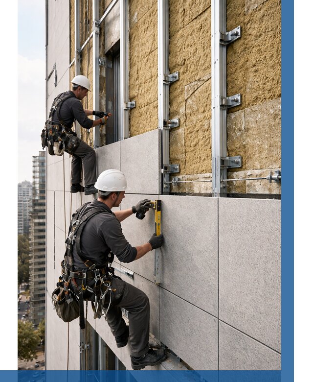 Монтаж вентилируемого фасада в Раменском от 3549 р. | ВЫСОТНИК-Рмн