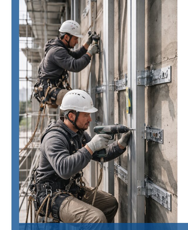 Монтаж и крепление подсистемы вентфасада в Раменском