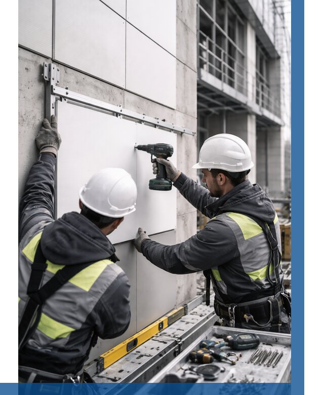 Монтаж композитных панелей фасада в Раменском от 2535 р. | ВЫСОТНИК-Рмн