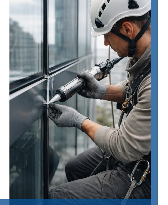 Герметизация стыков витража в Раменском от 1217 р. | ВЫСОТНИК-Рмн