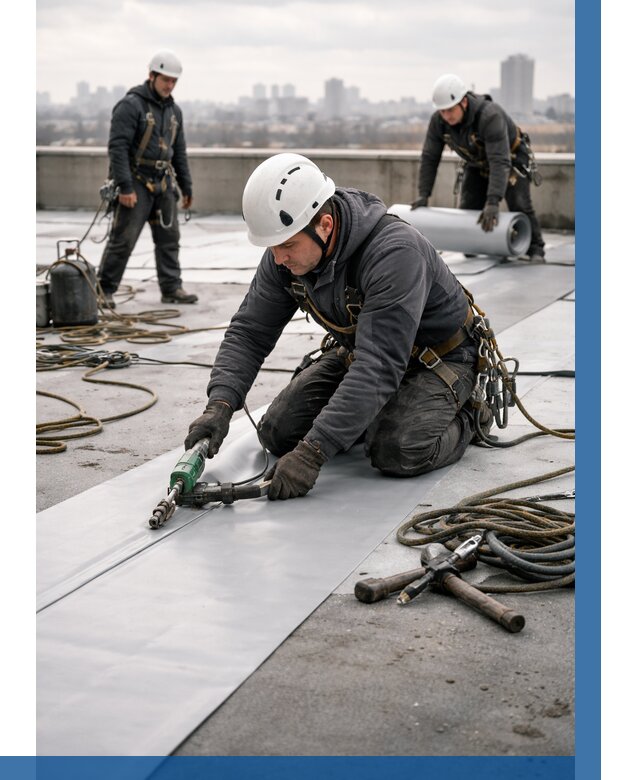 Ремонт мембранной кровли в Раменском от 1825 р./м2 | ВЫСОТНИК-Рмн