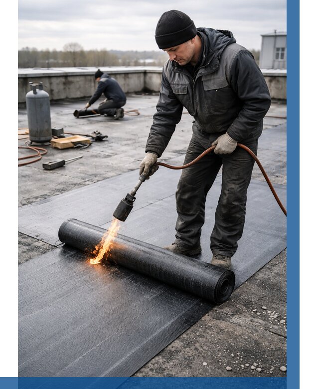 Ремонт наплавляемой кровли в Раменском от 710 р. | ВЫСОТНИК-Рмн