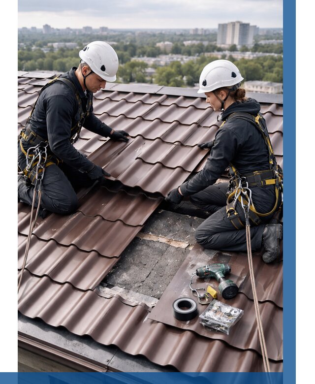 Ремонт металлочерепицы на крыше в Раменском от 913 р. | ВЫСОТНИК-Рмн