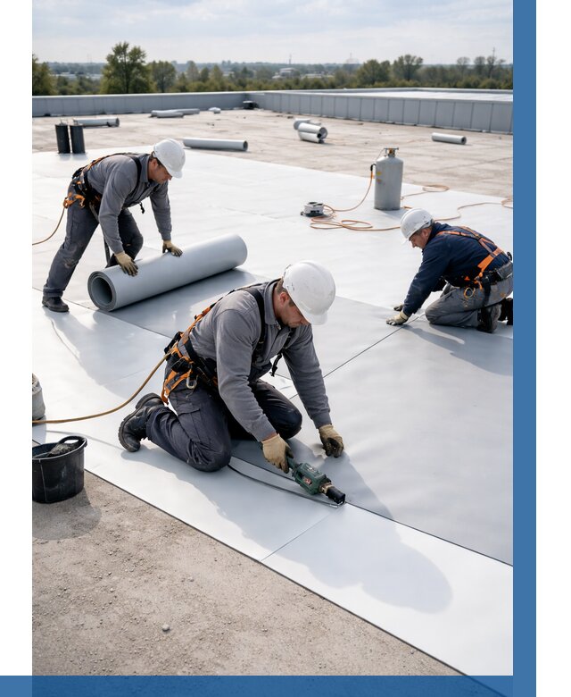 Монтаж мембранной кровли под ключ в Раменском от 1217 р. | ВЫСОТНИК-Рмн