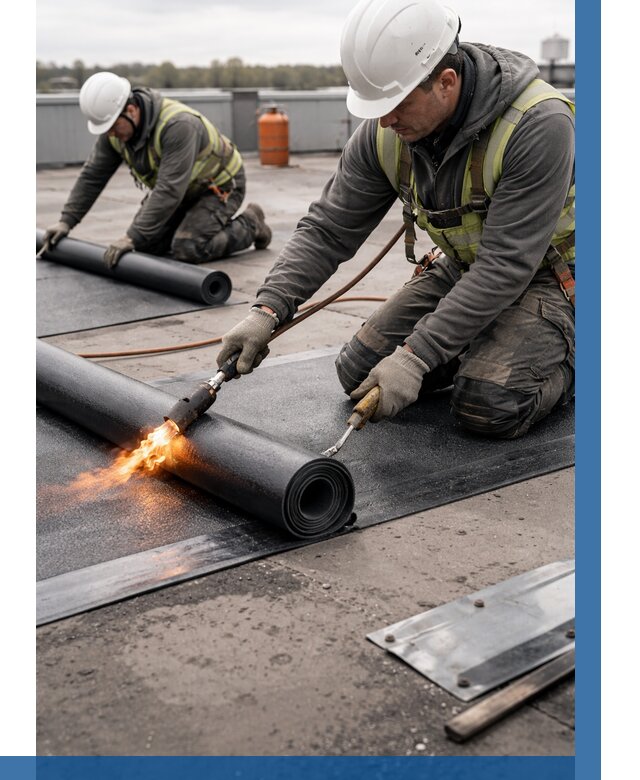 Монтаж наплавляемой кровли в Раменском от 862 р. — ВЫСОТНИК-Рмн