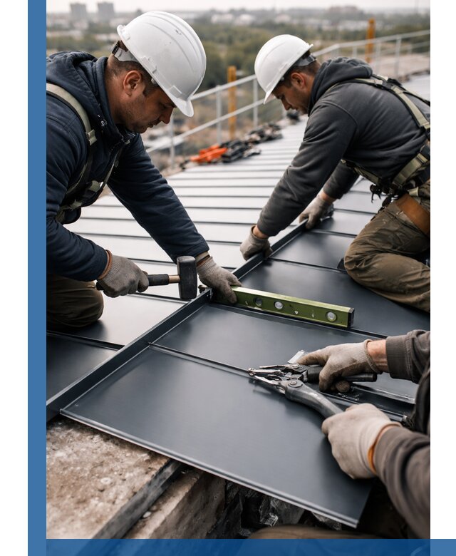 Монтаж фальцевой кровли в Раменском для промышленных зданий