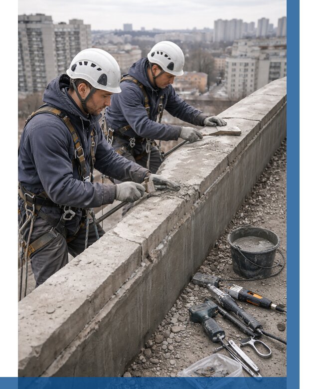 Ремонт парапета на кровле в Раменском от 1521 р. | ВЫСОТНИК-Рмн