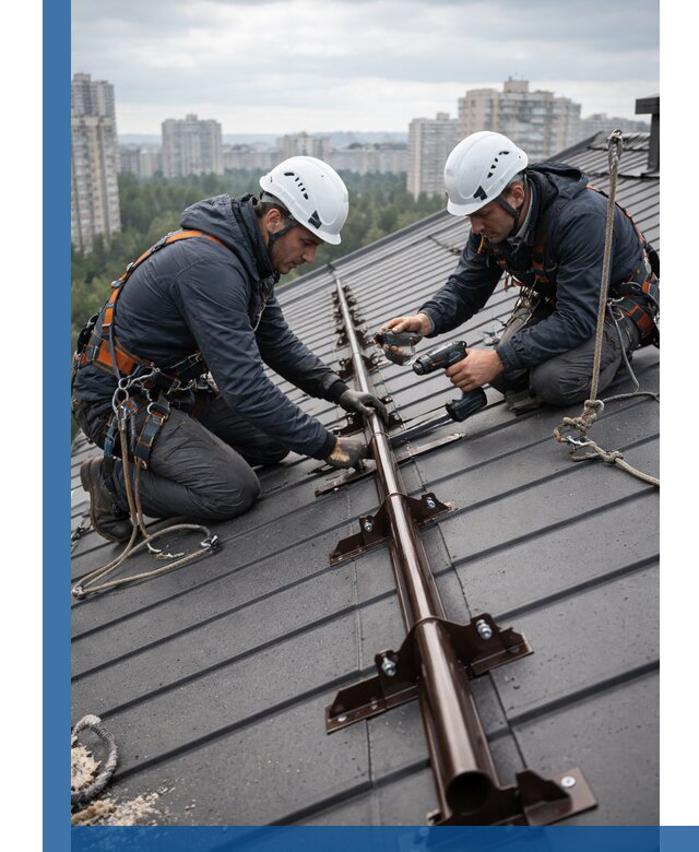 Монтаж снегозадержателей на кровле зданий в Раменском под ключ