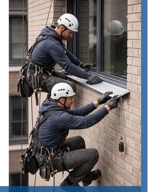 Монтаж оконных отливов под ключ в Раменском от 3549 р. | ВЫСОТНИК-Рмн