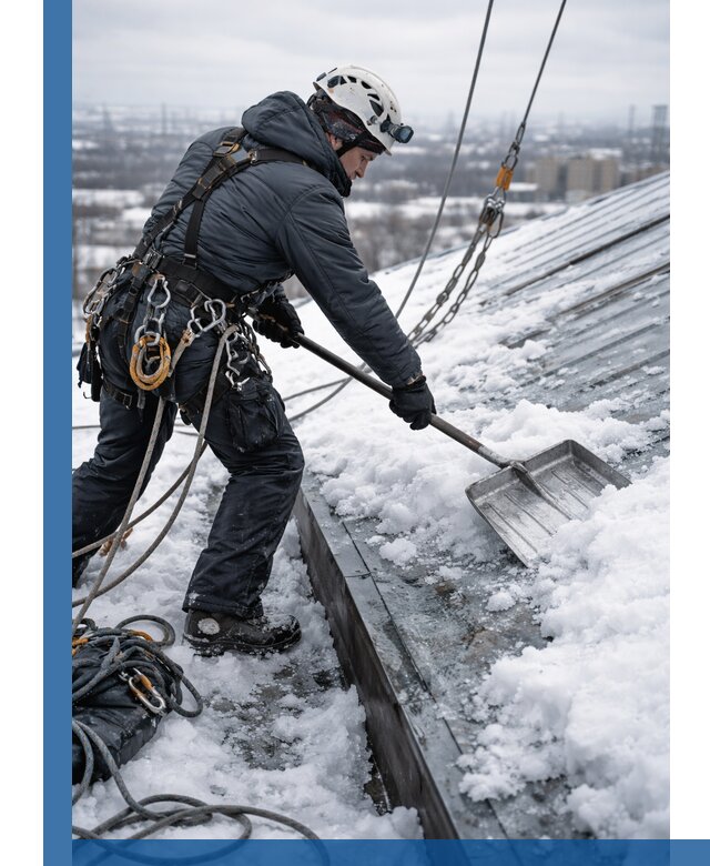 Профессиональная очистка кровли от снега и наледи в Раменском