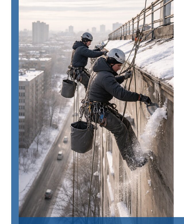 Очистка карнизов от снега в Раменском профессионально и безопасно