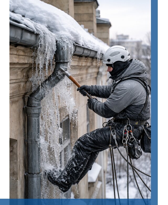 Очистка водостоков от льда в Раменском от 3549 р. | ВЫСОТНИК-Рмн