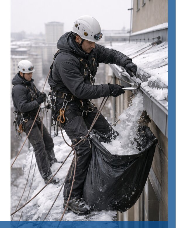 Аварийная очистка крыши в Раменском под ключ от 304 р. | ВЫСОТНИК-Рмн