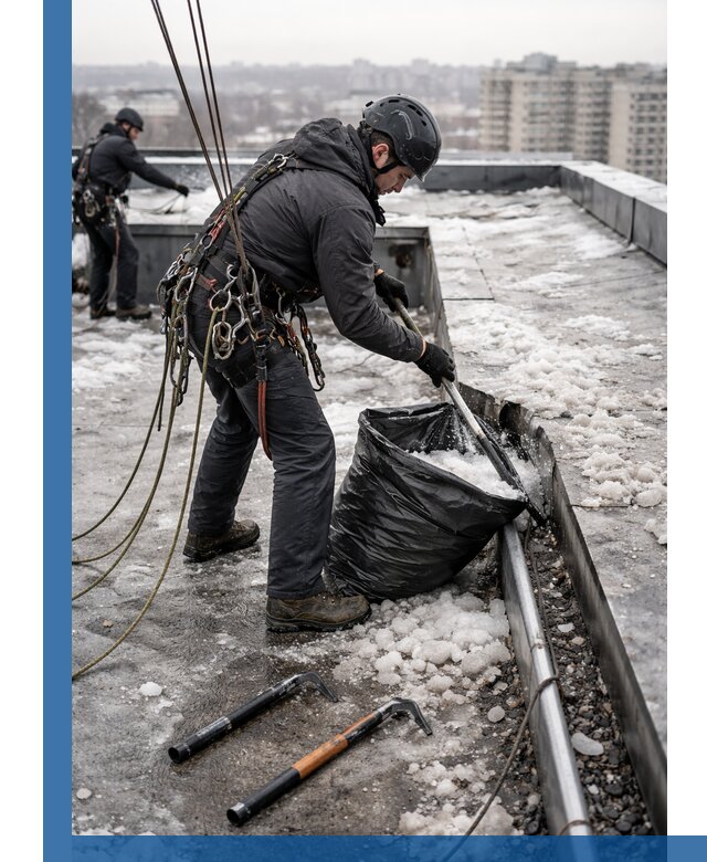 Аварийная очистка кровли в Раменском от промальпинистов