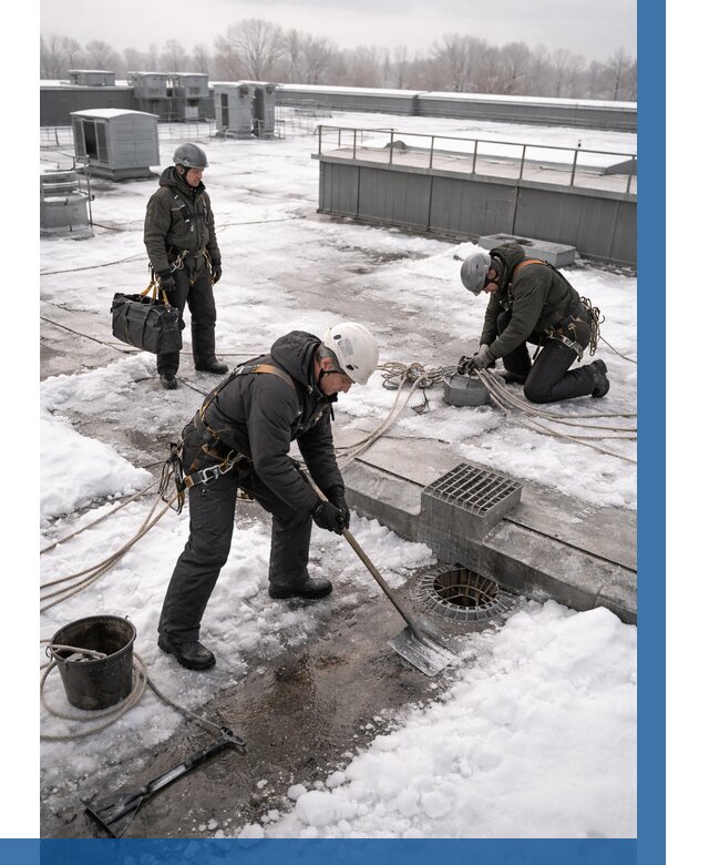 Абонентское обслуживание кровли зимой в Раменском от 8111 р. | ВЫСОТНИК-Рмн