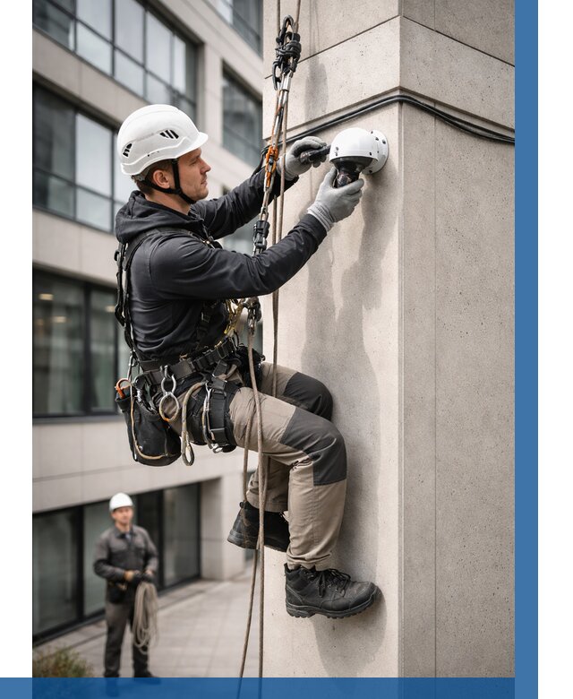 Монтаж камер видеонаблюдения на фасаде в Раменском от 8618 р.-ВЫСОТНИК-Рмн