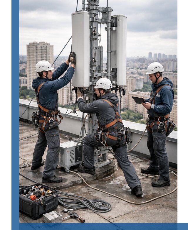 Монтаж антенн связи на крыше в Раменском с вводом в эксплуатацию