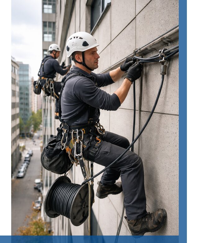 Прокладка кабеля по фасаду в Раменском от 355 р. | ВЫСОТНИК-Рмн