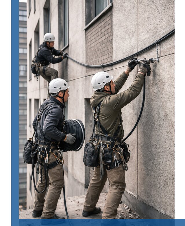 Прокладка кабеля по фасаду в Раменском, профессиональный монтаж