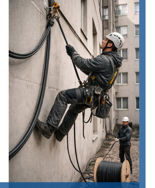 Протяжка кабеля питания на высоте в Раменском от 456 р. | ВЫСОТНИК-Рмн