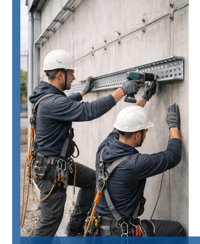 Монтаж кабельных лотков на фасаде зданий в Раменском с гарантией