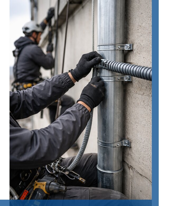 Монтаж гофры для кабеля в Раменском от 304 р. | ВЫСОТНИК-Рмн