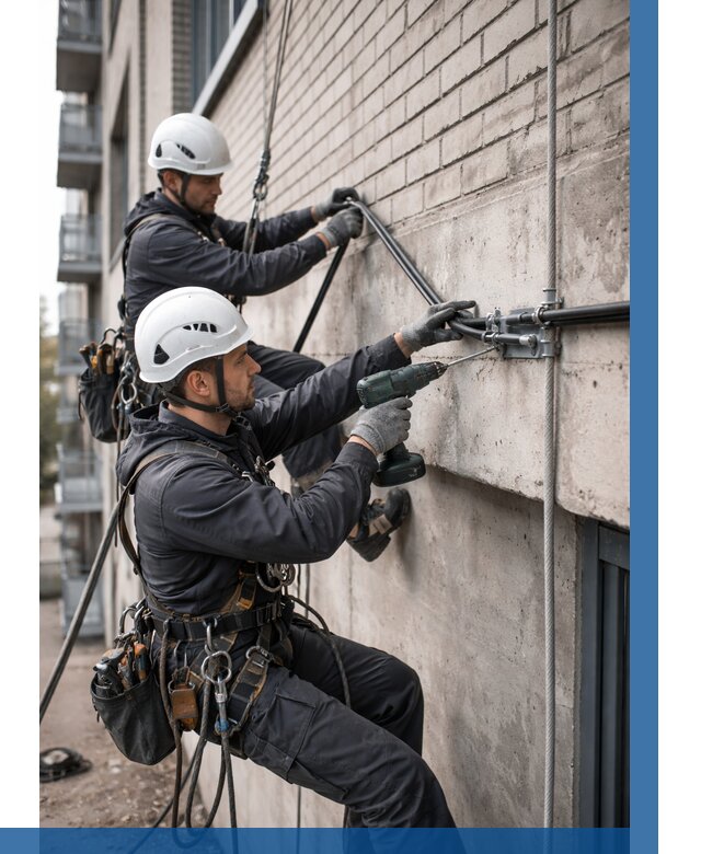 Крепление кабеля на фасаде в Раменском от 355 р. | ВЫСОТНИК-Рмн