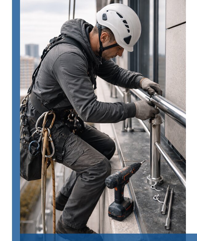 Монтаж ограждений на высоте в Раменском для зданий и конструкций