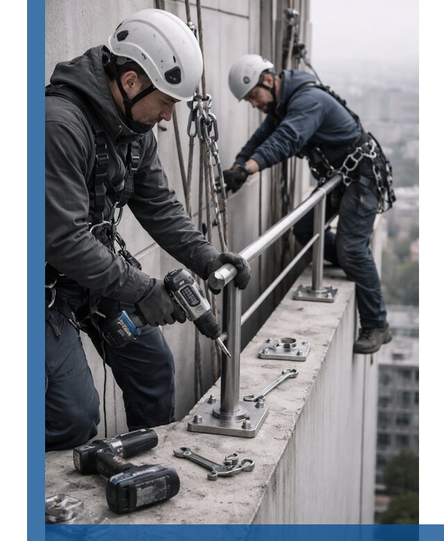 Монтаж перил на высоте в Раменском для жилых и промобъектов