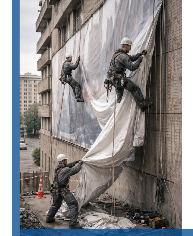 Демонтаж баннеров с фасада в Раменском оперативно и безопасно