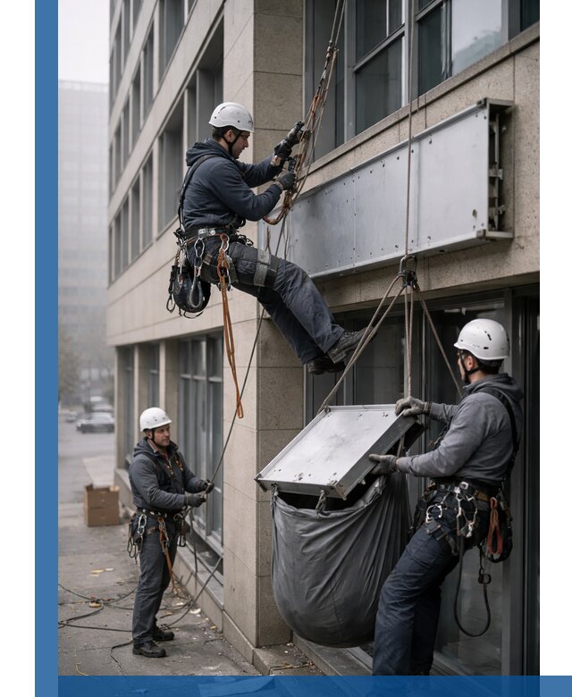 Демонтаж рекламной вывески с высотными работами в Раменском