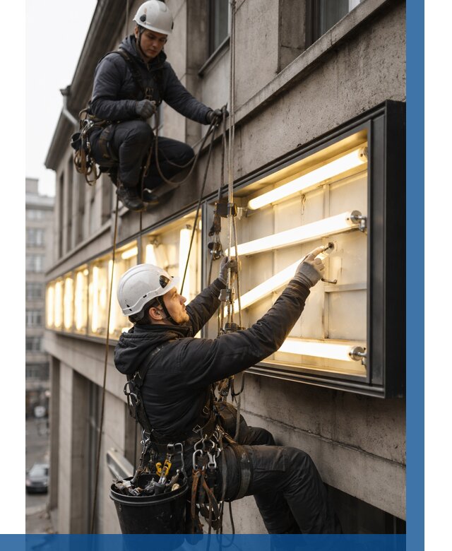 Замена ламп в вывеске в Раменском под ключ от 3549 р. | ВЫСОТНИК-Рмн