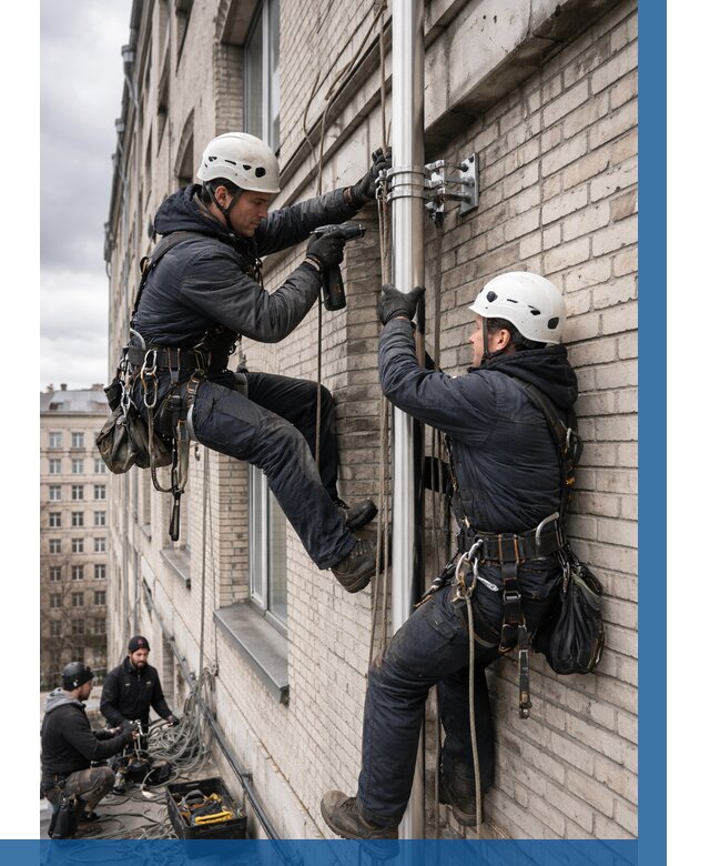 Монтаж флагштока на здании в Раменском от 6590 р. | ВЫСОТНИК-Рмн