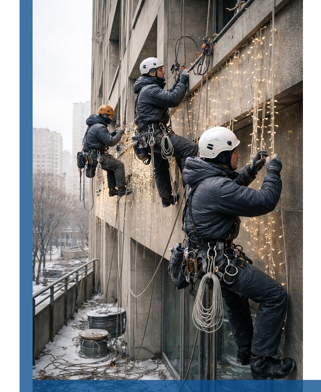 Монтаж новогодней иллюминации и украшение фасадов в Раменском