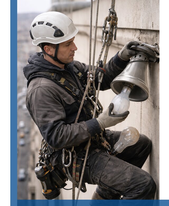 Замена ламп на высоте в Раменском профессионально и быстро