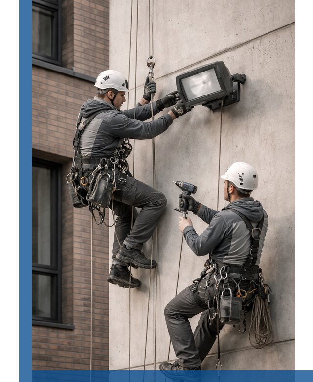 Профессиональный монтаж фасадных прожекторов в Раменском под ключ