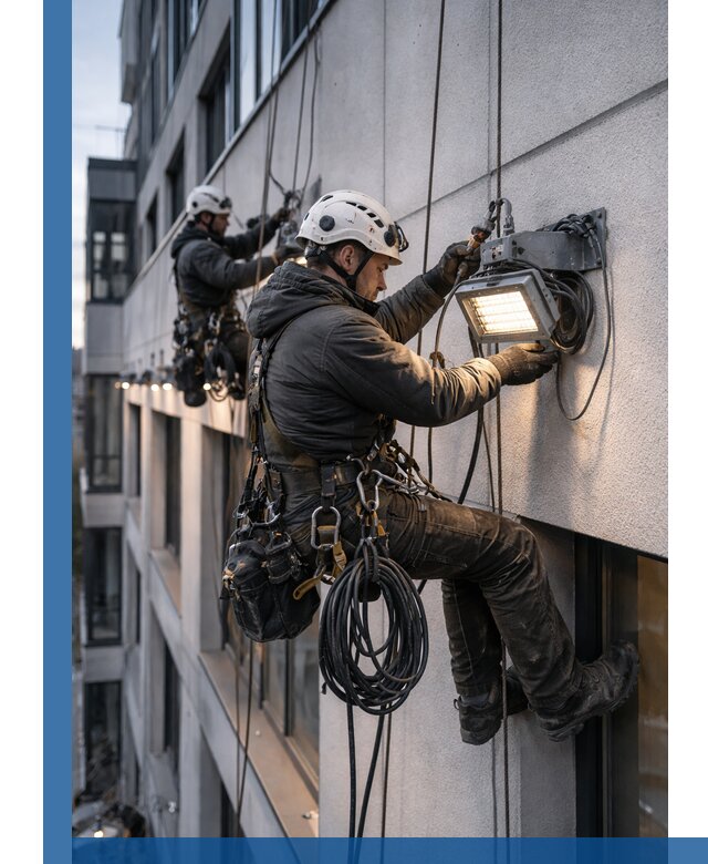 Монтаж фасадного освещения в Раменском установка и подключение