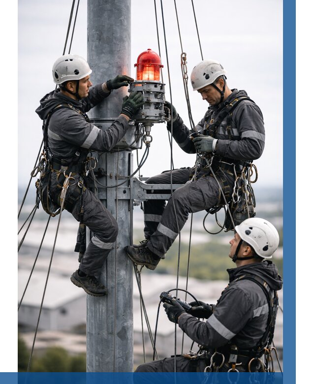 Монтаж заградительных огней в Раменском от 8618 р. | ВЫСОТНИК-Рмн